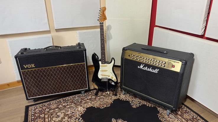 Guitar amps and Electric guitar.