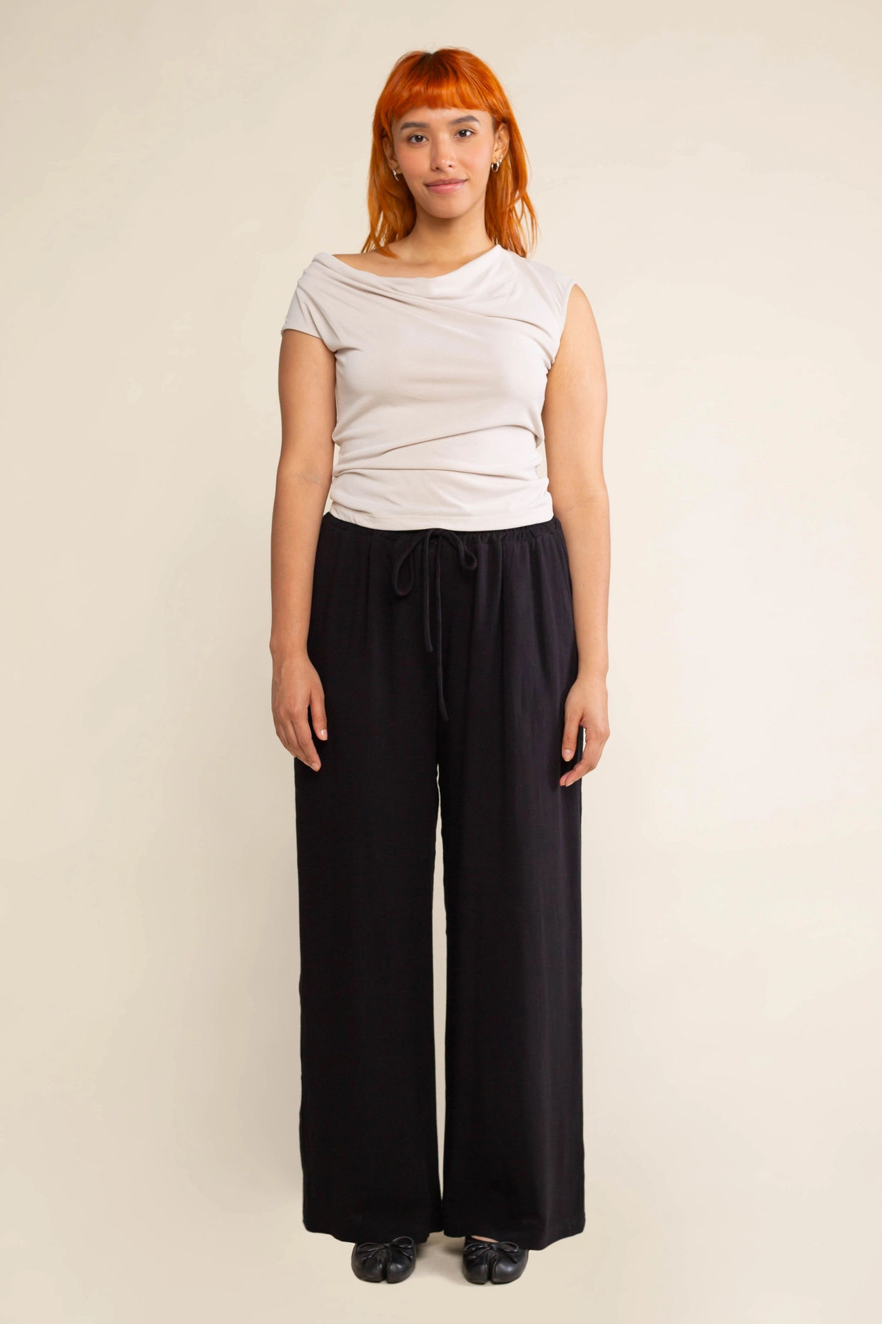 Black Rayon Linen Pants