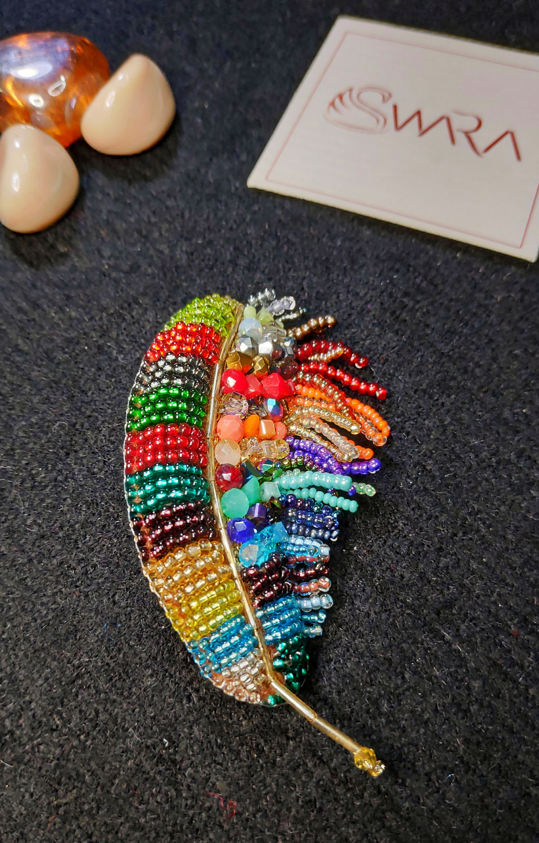 Colorful Feather Brooch
