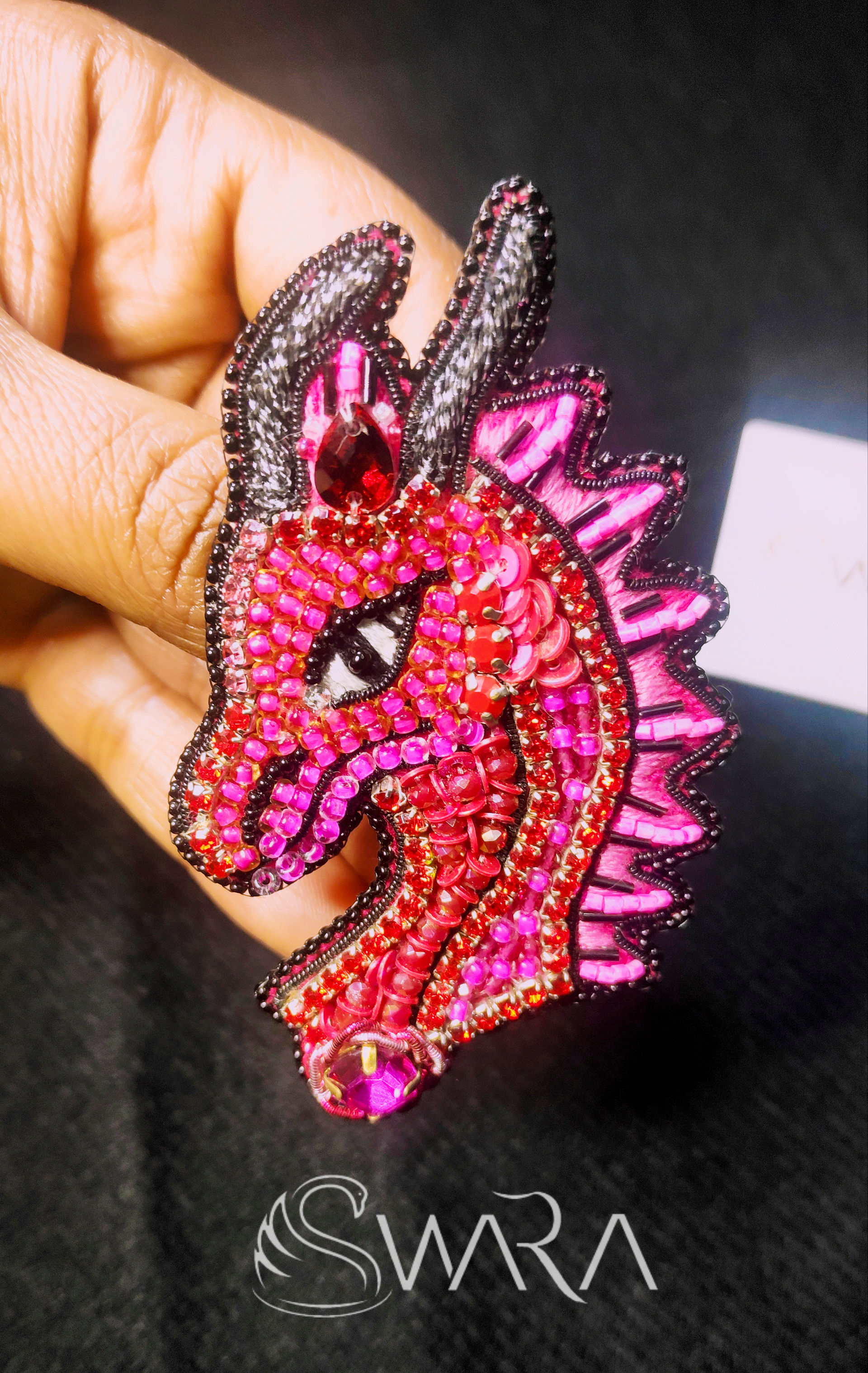 Pink Dragon Brooch