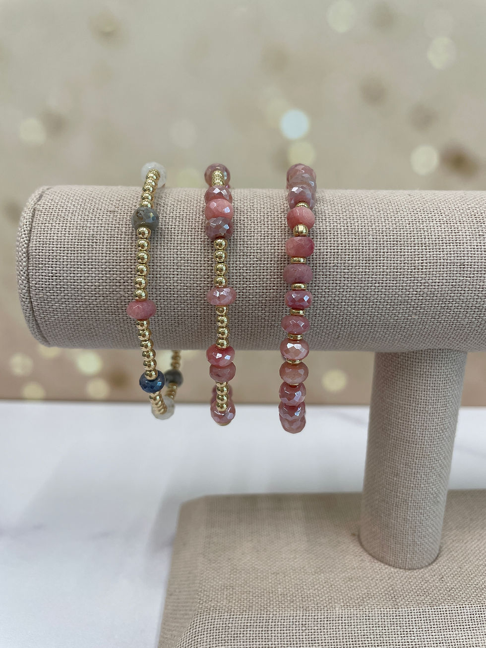 Thumbnail: Mystic Fuchsia Moonstone Station Bracelet 