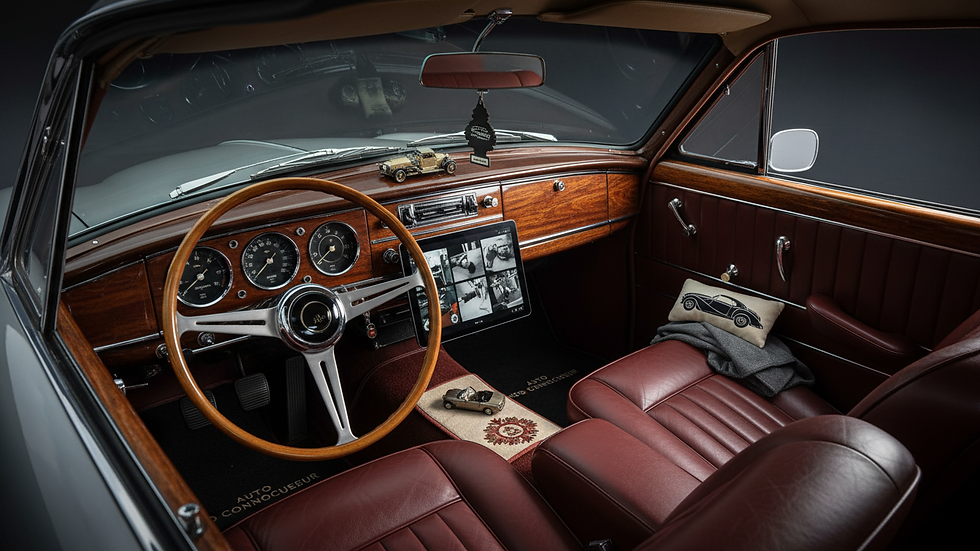 Eye-level view of car interior showing tinted windows