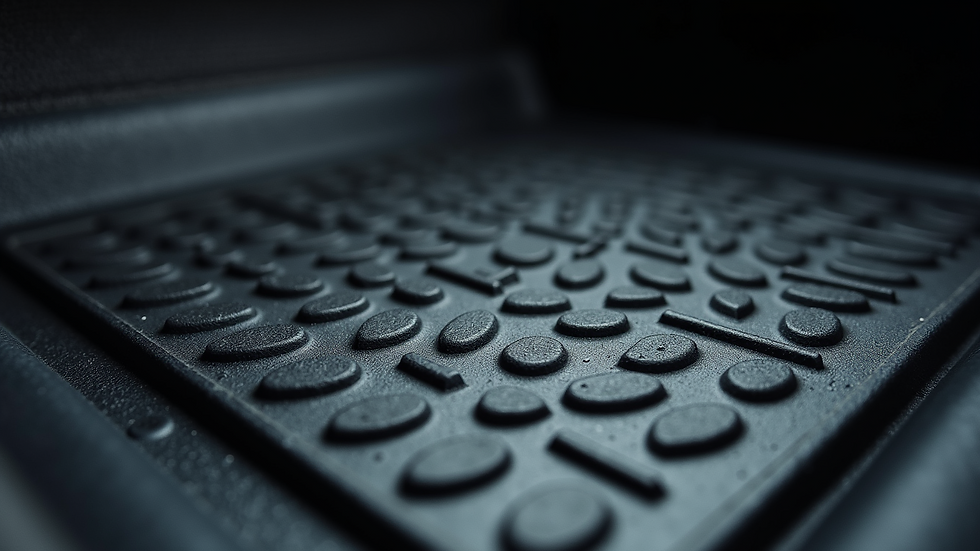 Close-up view of a rubber car mat showcasing its texture