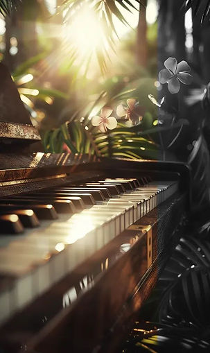 Midjourney Vintage piano, sun-dappled foliage, peaceful, tranquil atmosphere_.jpg
