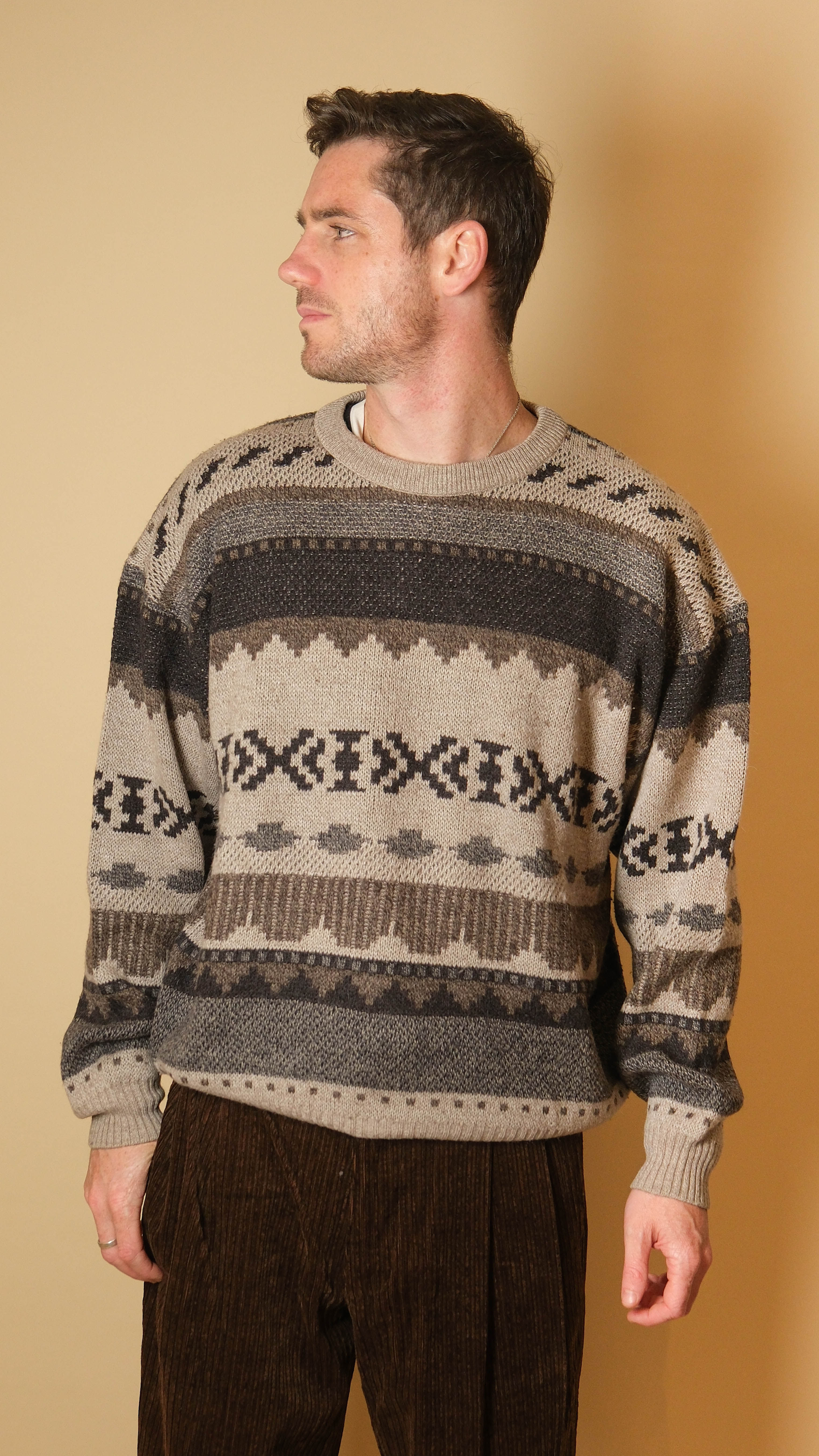 1980s Beige Jumper | Size M