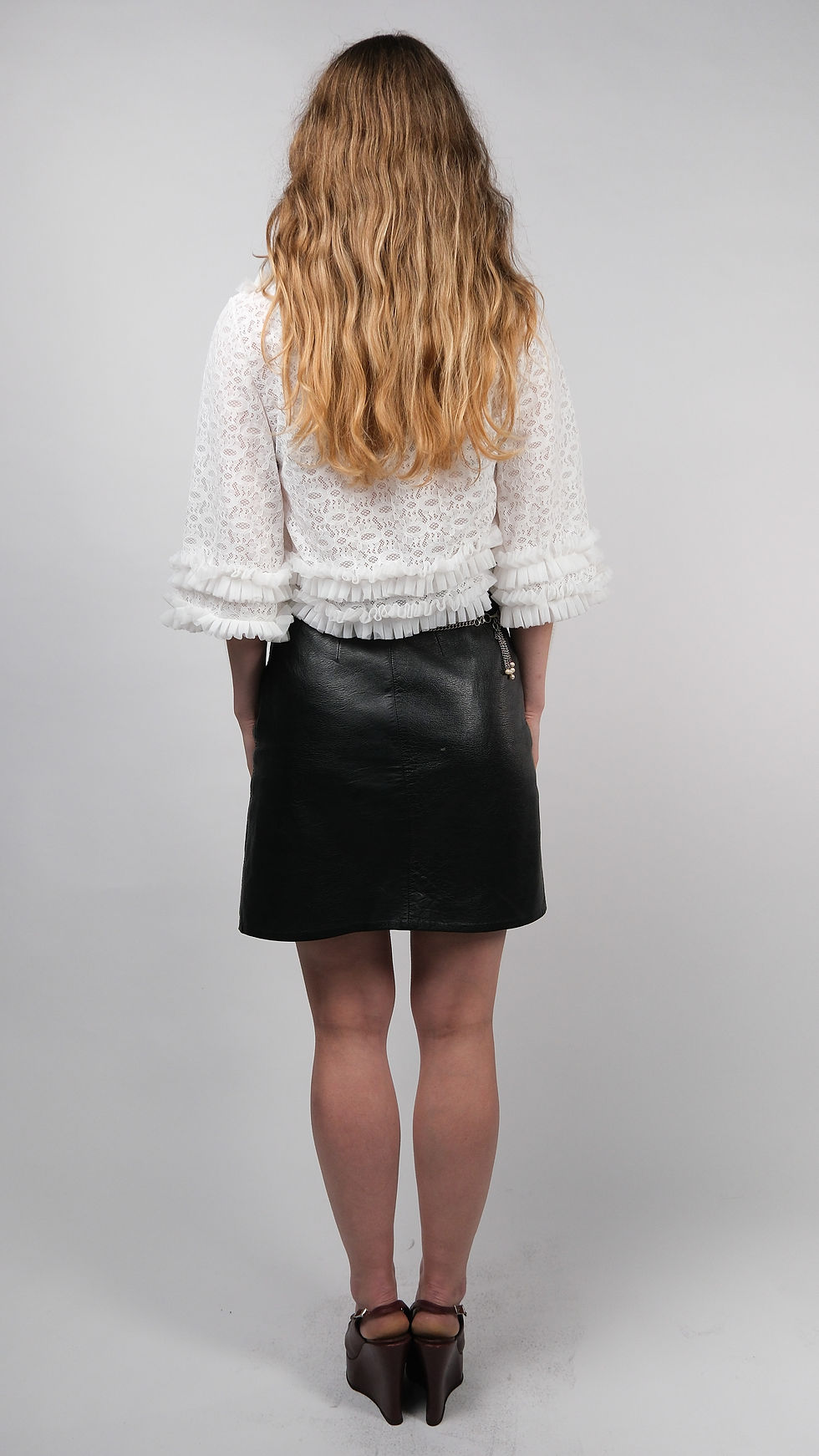 Thumbnail: 1980s Studded Leather Skirt | Size 8