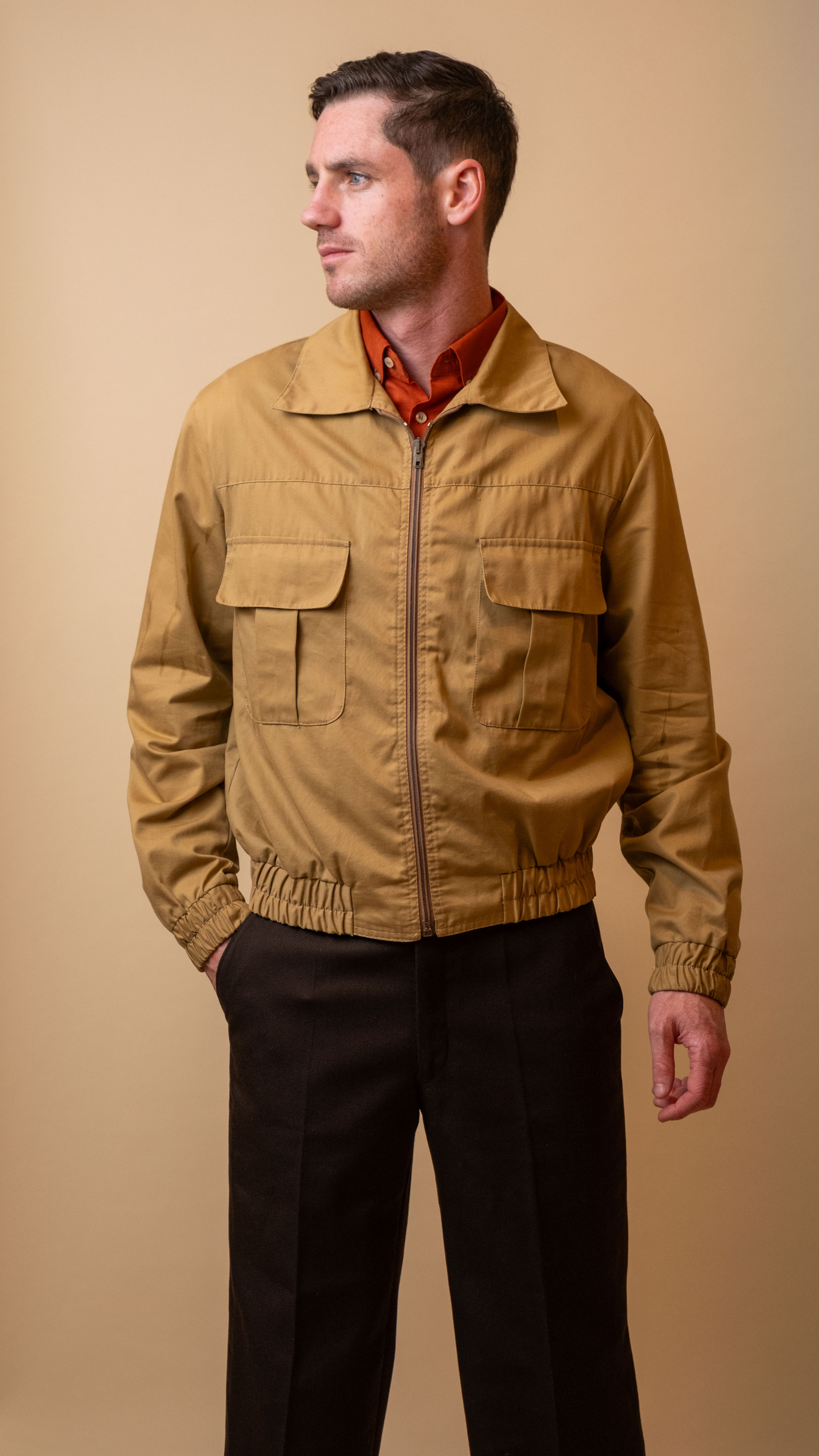 1970s Cotton Camel Jacket | Size M