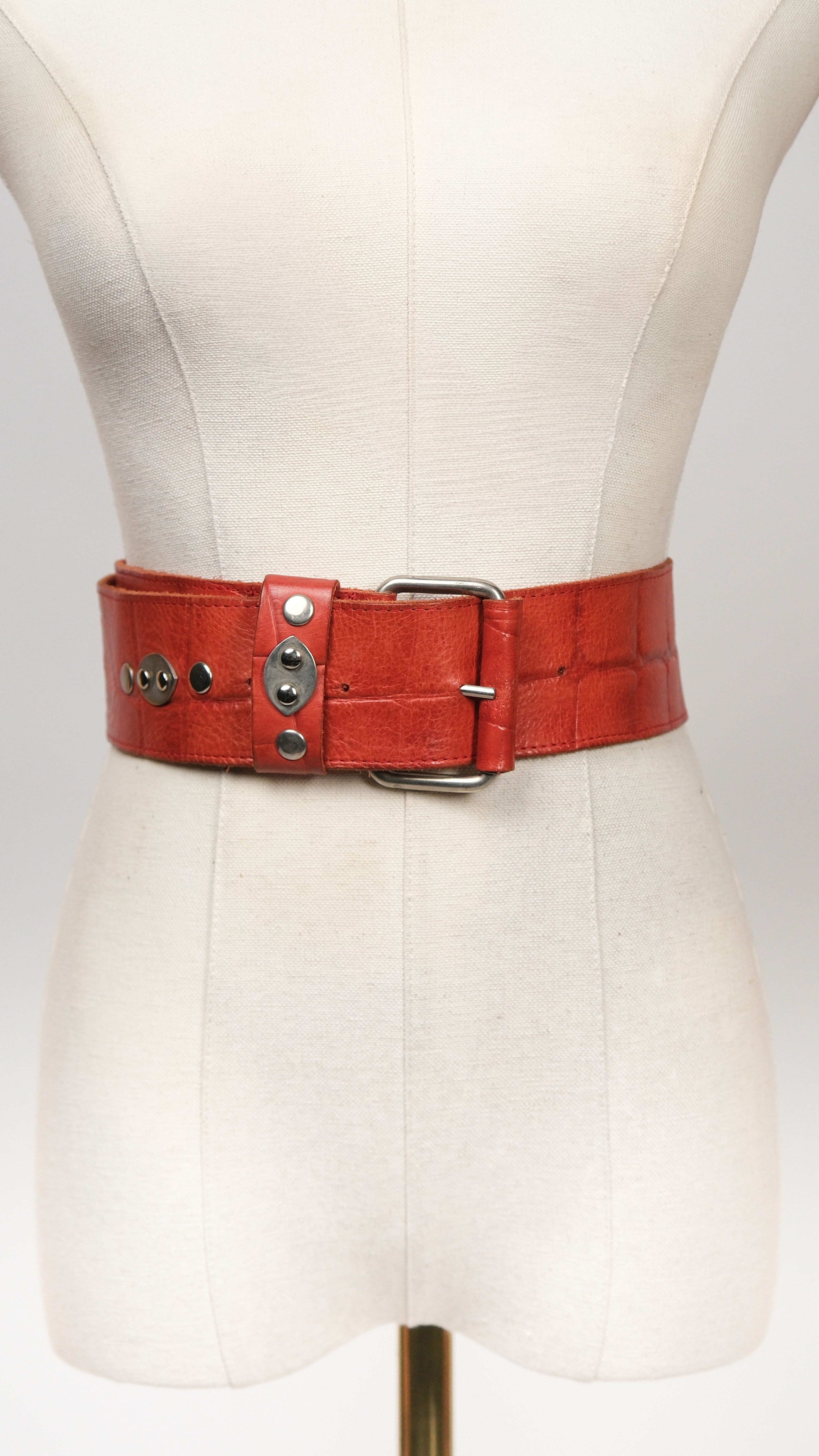 1980s Red Crocodile Leather Belt