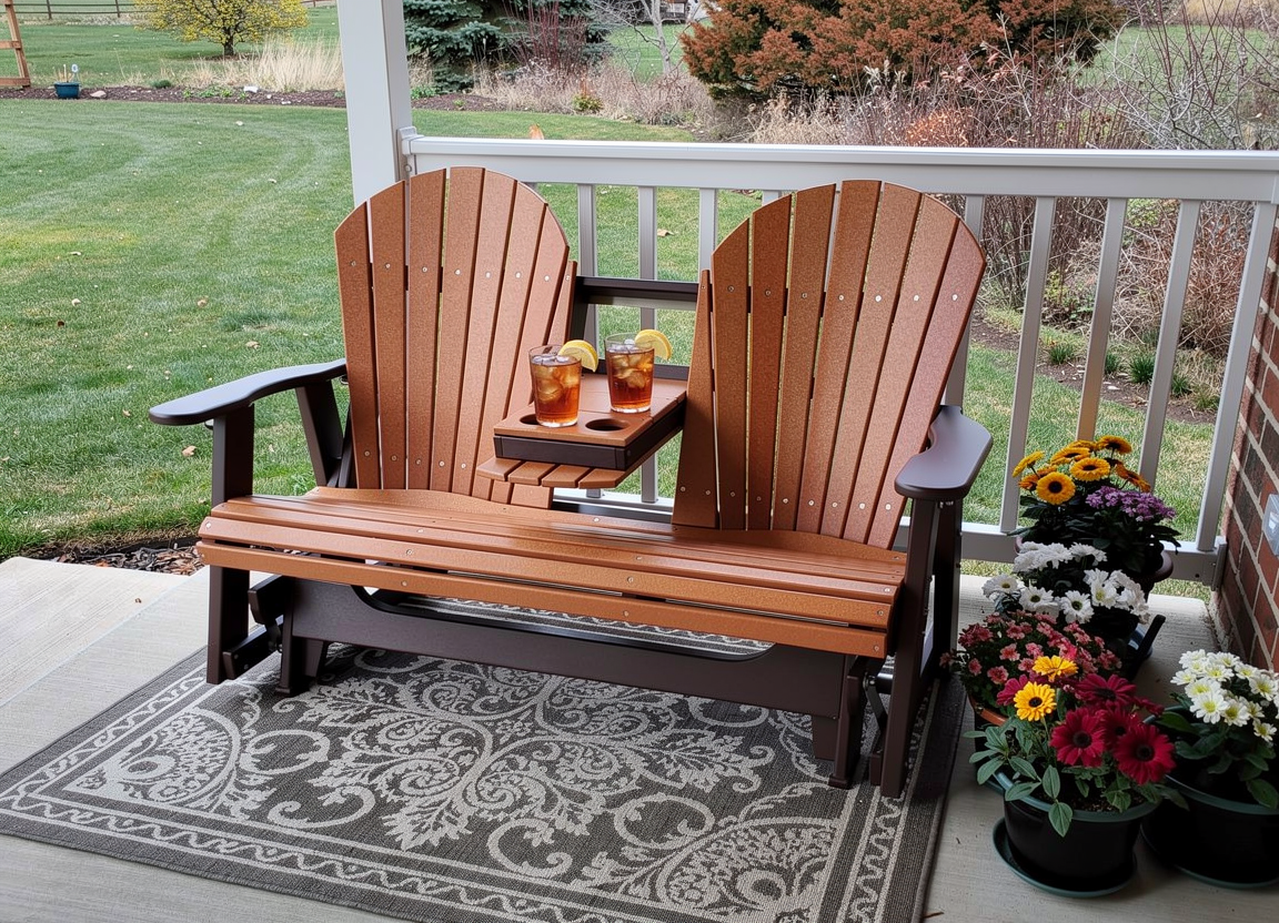 5' Adirondack Glider Bench with Console