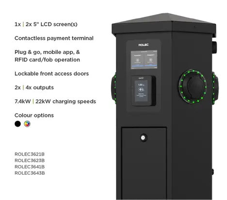Featuring a 5" LCD screen and a contactless payment solution.
The 5" LCD screen, protected by a tempered glass front, provides clear step-by-step charging instructions, real-time charging status, and live MID meter readings for each outlet. Support contact information is also conveniently displayed at the bottom of the screen.
The market-leading integrated contactless payment terminal offers EV drivers a hassle-free tap-and-charge experience. Perfect for public locations.