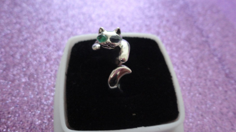 Miniatura: Anillo De Gato En Plata Ley .925 Ajustable.