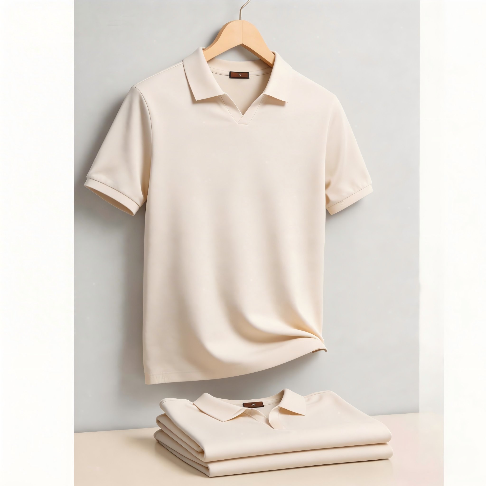 AIOPESON Men's Breathable Silky Polo Shirt Solid Color Soft Skin-Friendly Casual