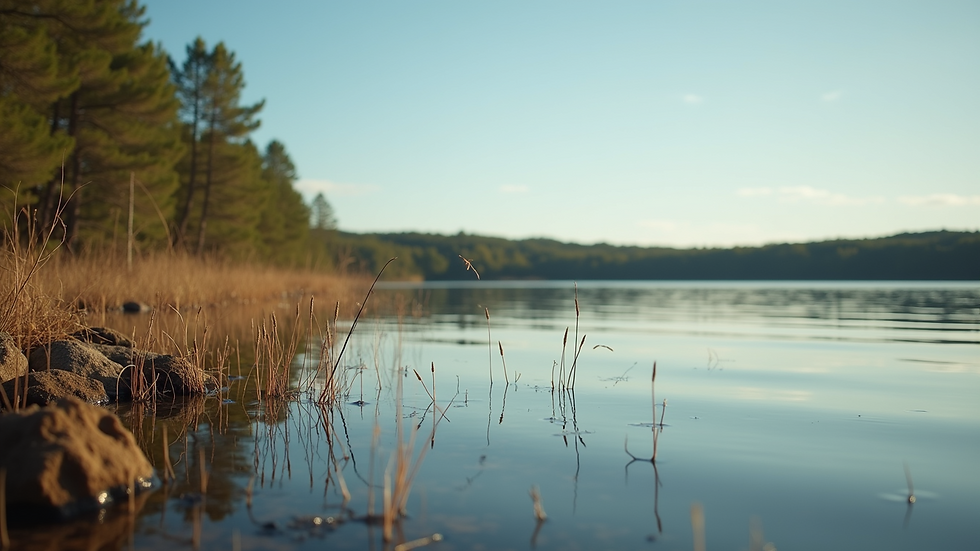 Eye-level view of a peaceful fishing spot on Wylie Lake