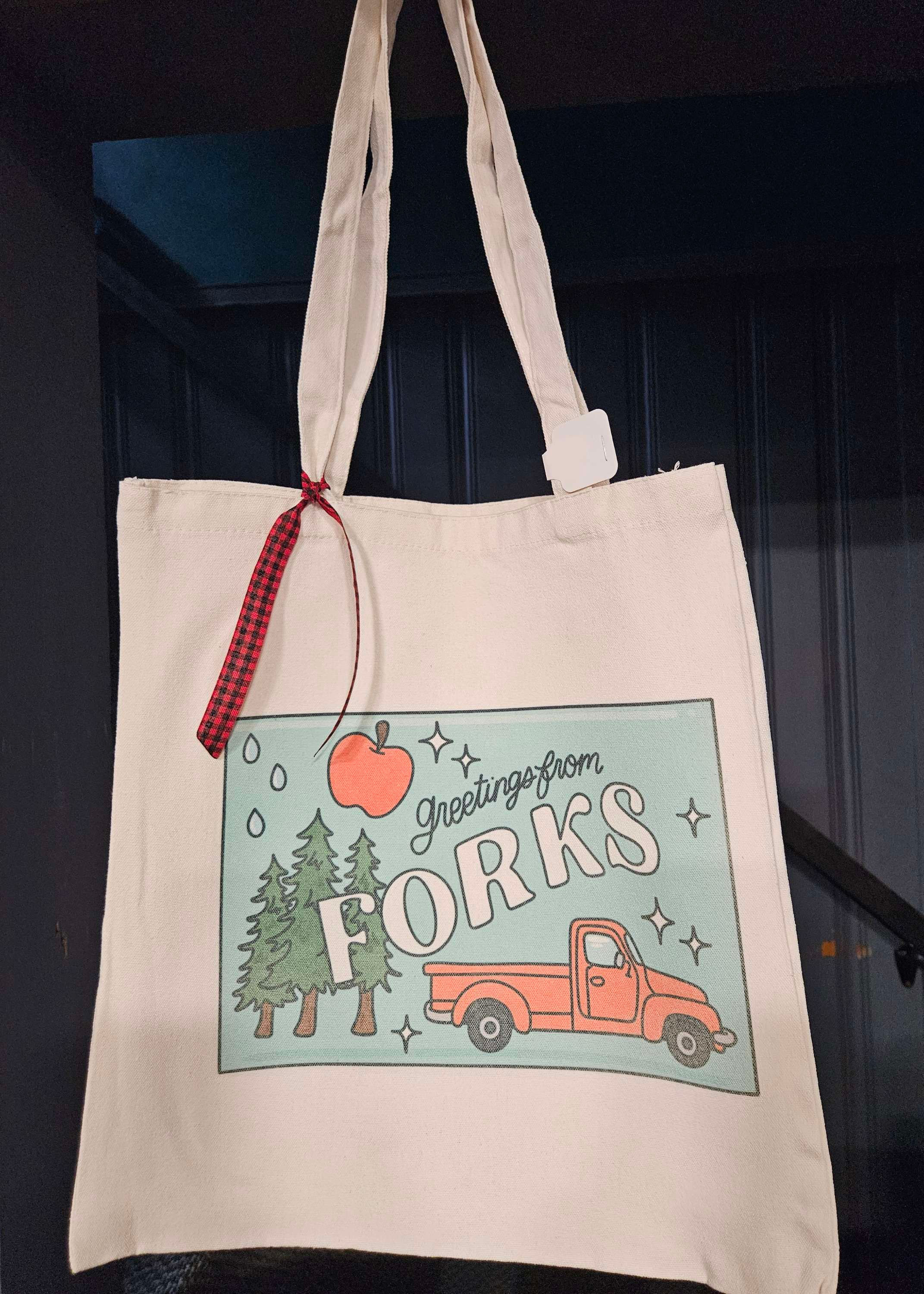 forks greeting tote bag 