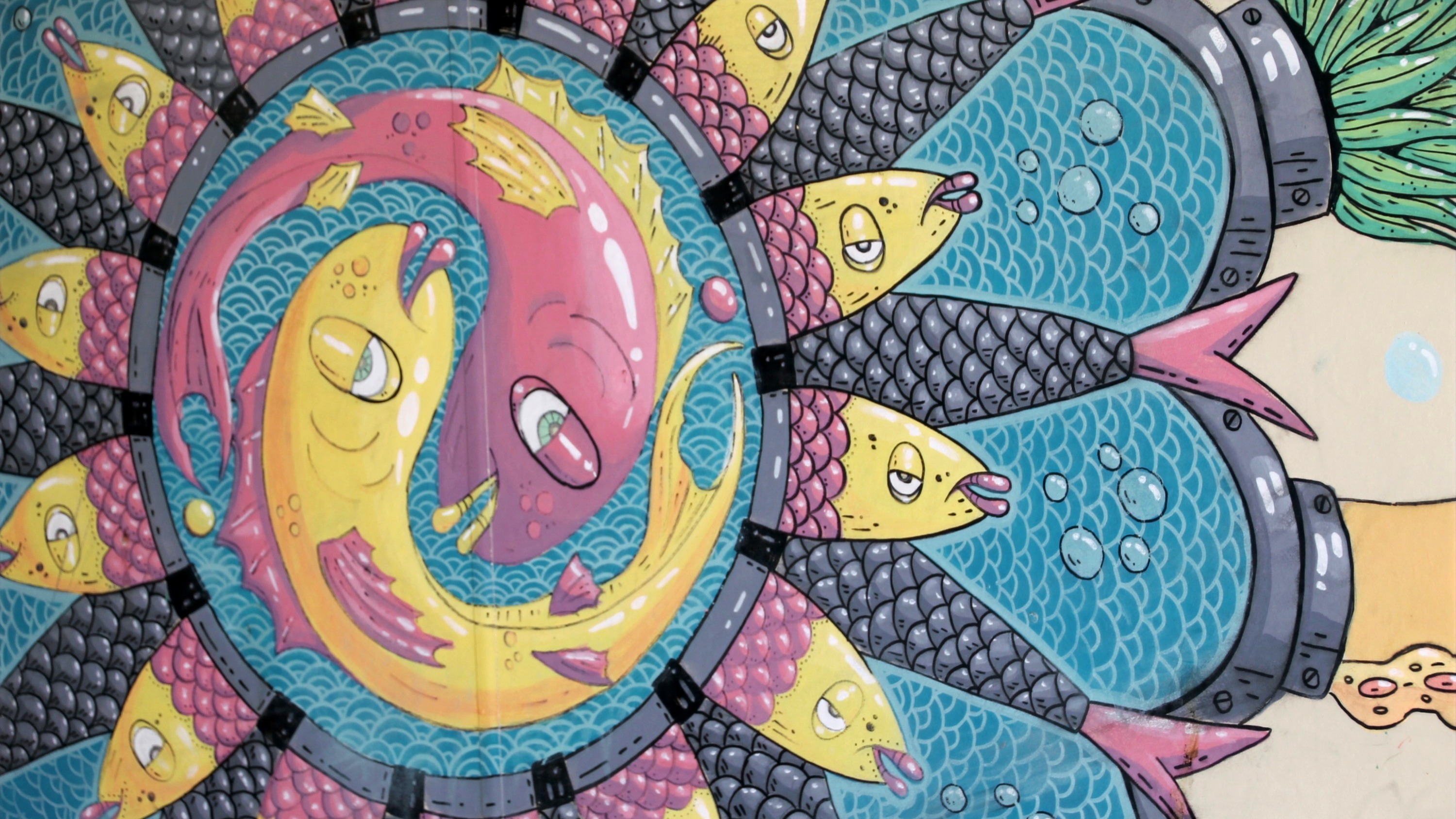 Mural Outside Fish Tank Lodge