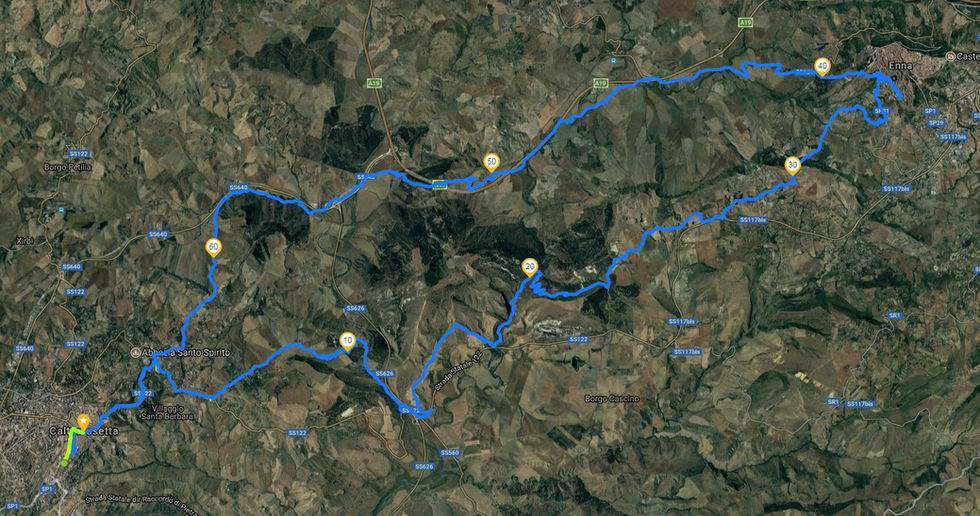 TRACCIA GPX: Caltanissetta - Enna (sterrato 80%)