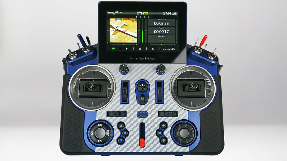 Miniaturbild: Carbon Aufkleber Sender FrSky X20 / X20S  – Schwarz - Rot - Gold - Silber Fernsteuerung