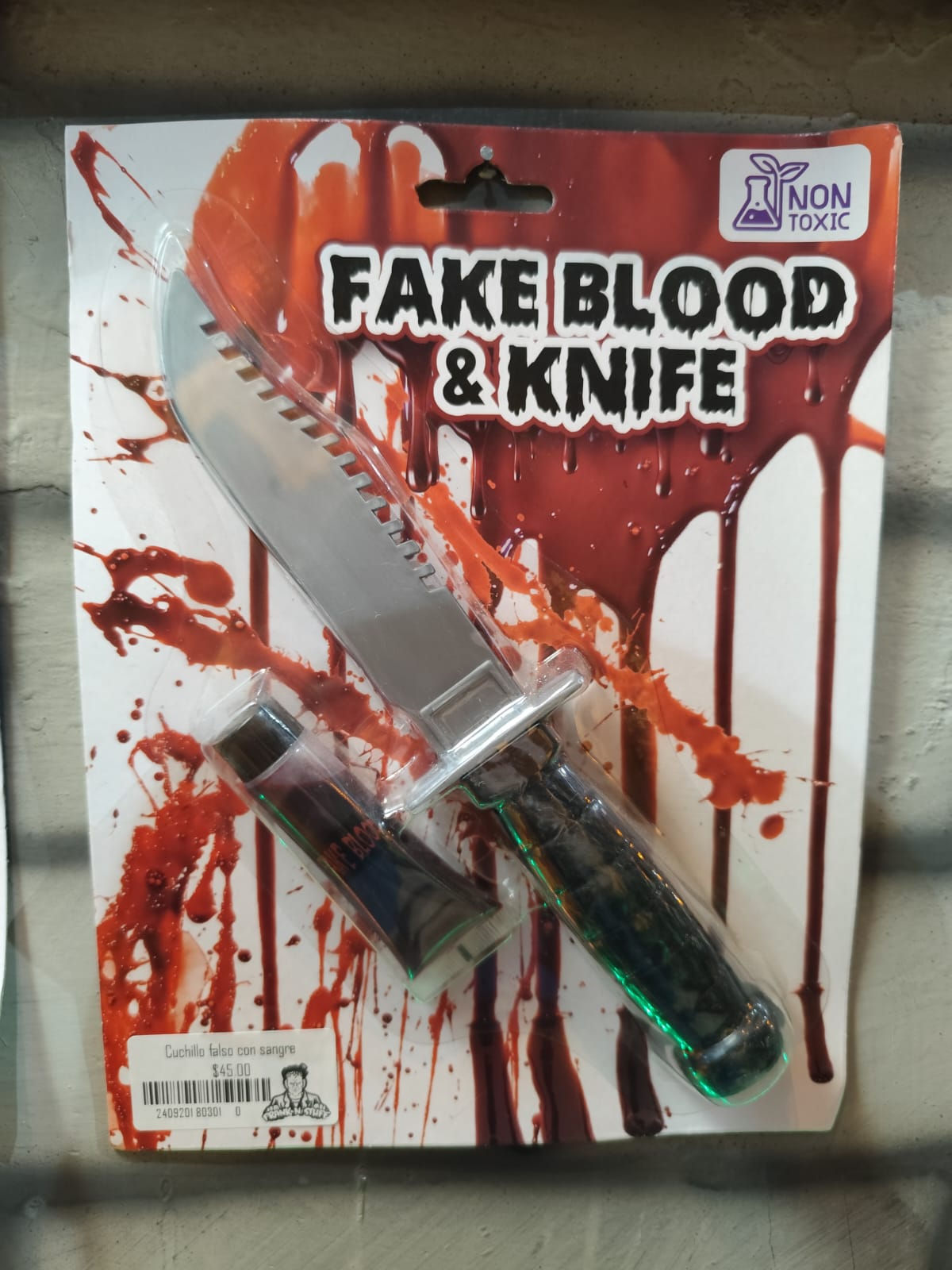Set cuchillo y sangre falsa