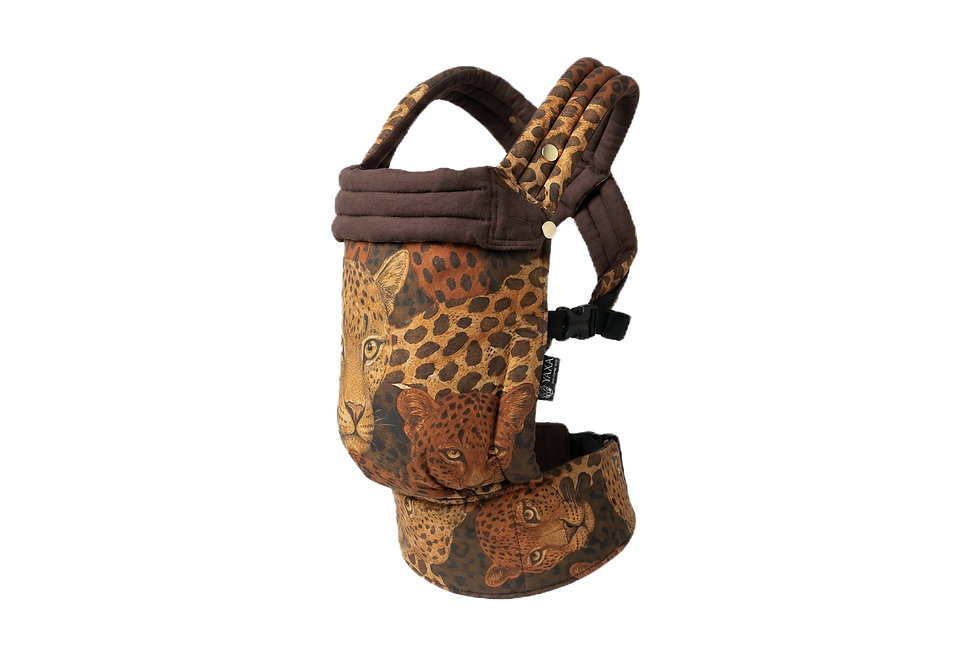 diseño premium portabebé orgánico leopardo
