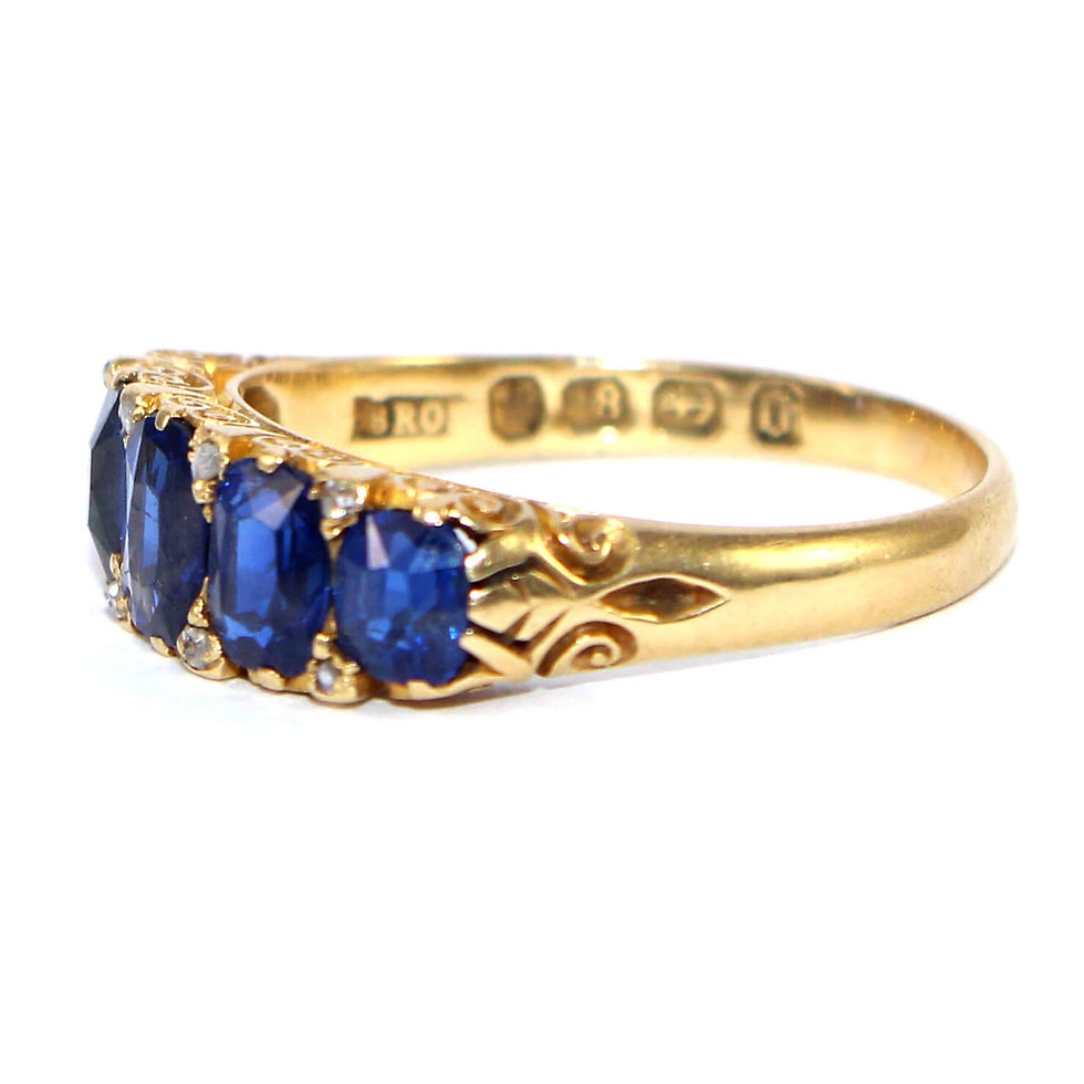 Victorian Sapphire Carved Half Hoop Ring