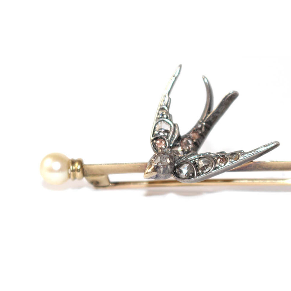 Antique Diamond Swallow Brooch