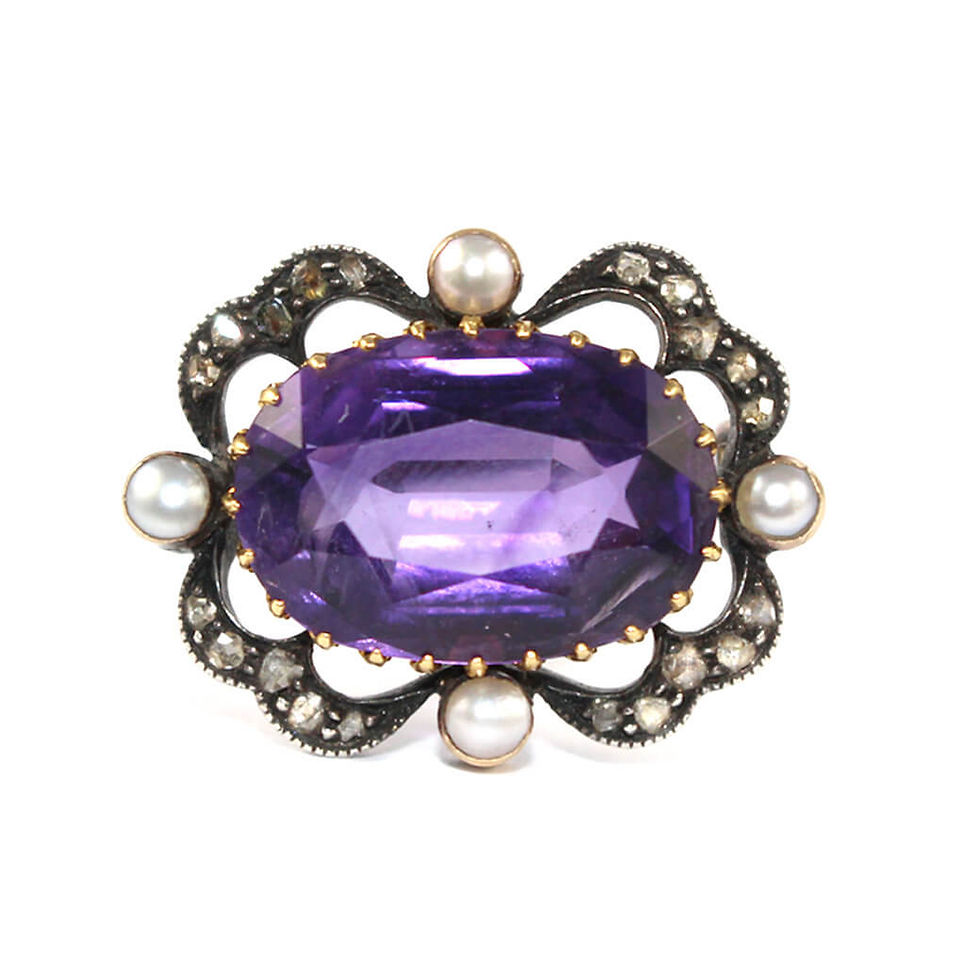 Victorian Amethyst and Diamond Brooch