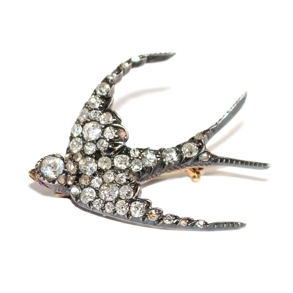 Victorian Diamond Swallow Brooch