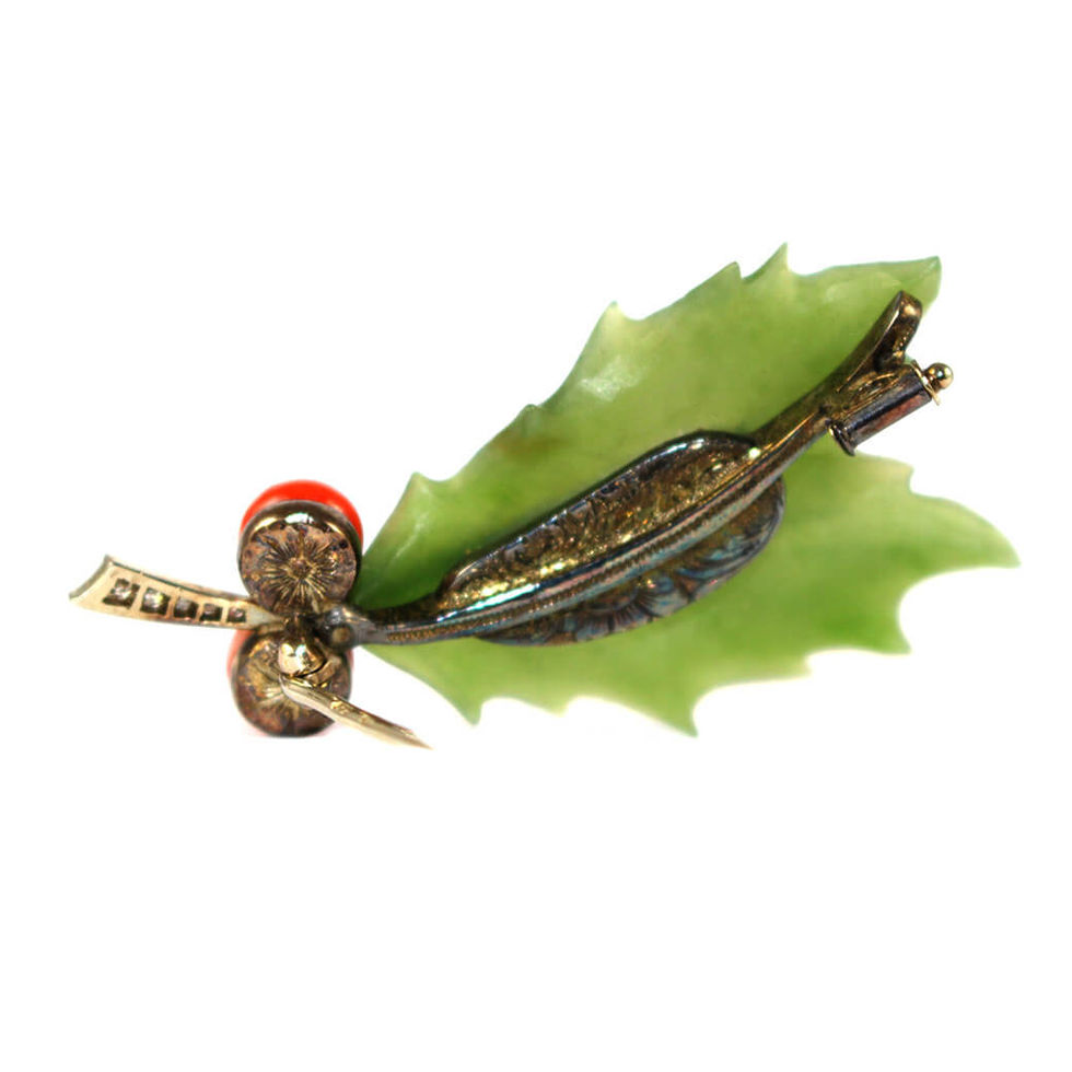 Art Deco Austrian Holly Brooch