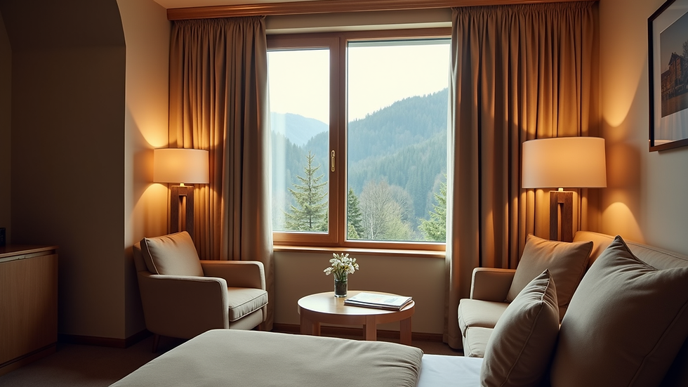 Innenansicht eines gemütlichen Hotelzimmers im Hotel Füssen
