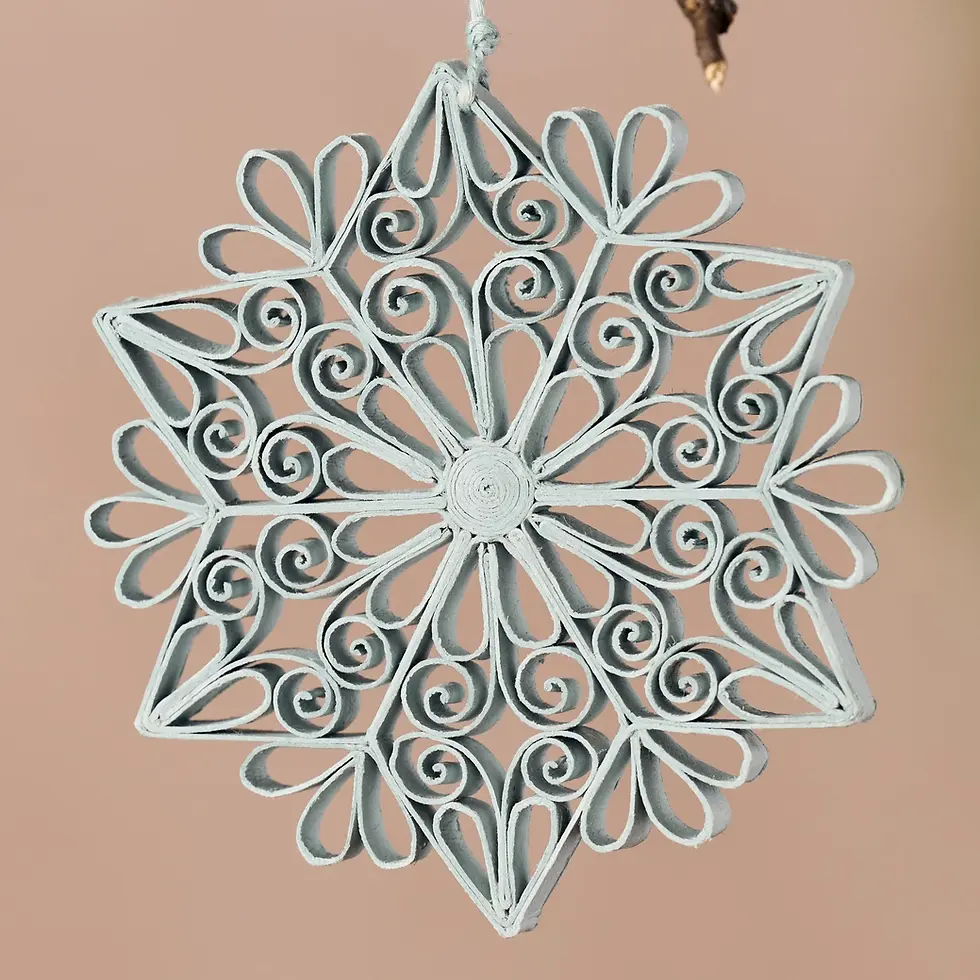 Thumbnail: Kula Quilled Snowflake Ornament - Silver