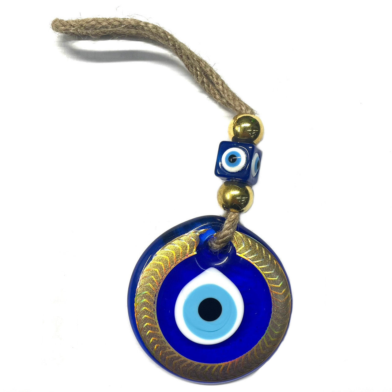 Hand Painted Translucent Gold Evil Eye 9X3"