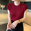 Thumbnail: EVNISI Autumn Women Mock Neck Ruffles Sweater Long Sleeve Knitted Bottoming Soli