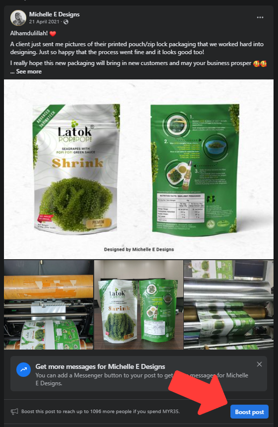 image of a facebook post on how to boost ads