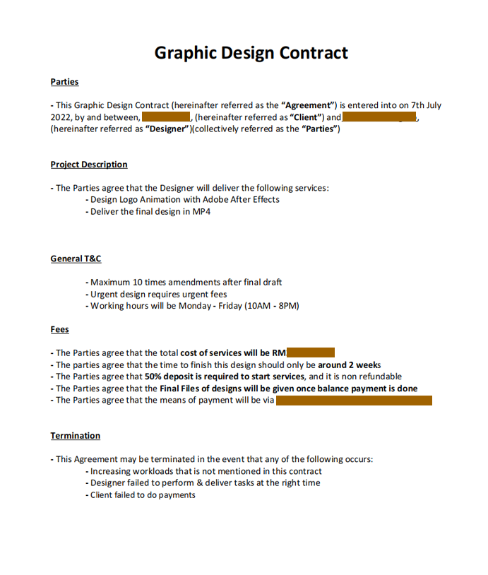 graphic design contract sample