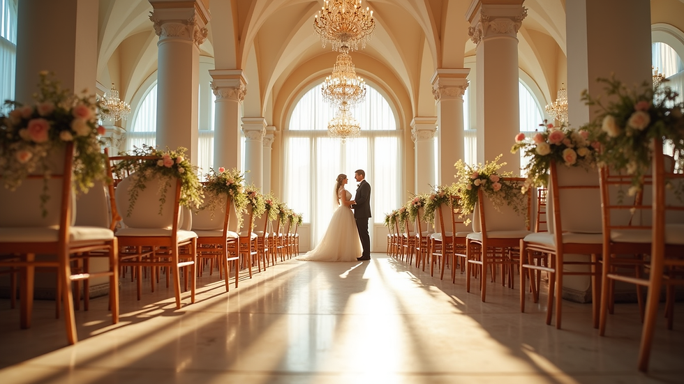 Eye-level view of a beautifully decorated wedding venue