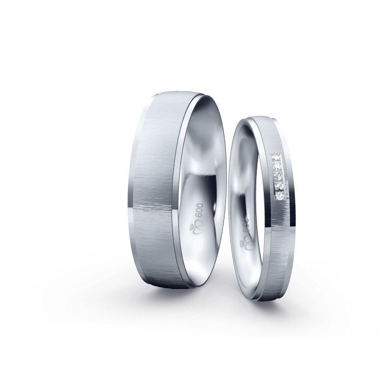 Trauringe TL5747 - Platin (Quermatt) mit 5 Brillanten