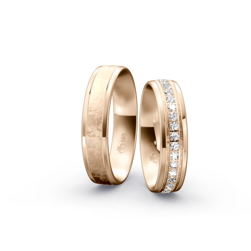 Trauringe TL3060 - Roségold (Poliert / Spezialeismatt) | Eheringe aus Gold