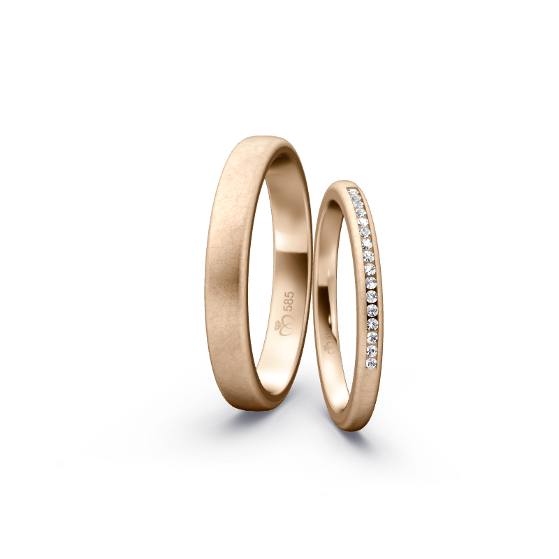 Trauringe TL7925 - Rosé (Fliesmatt) | Eheringe aus Gold