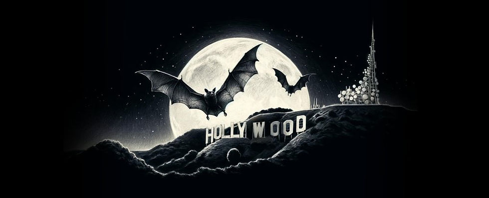 Murciélagos volando sobre el cartel de Hollywood