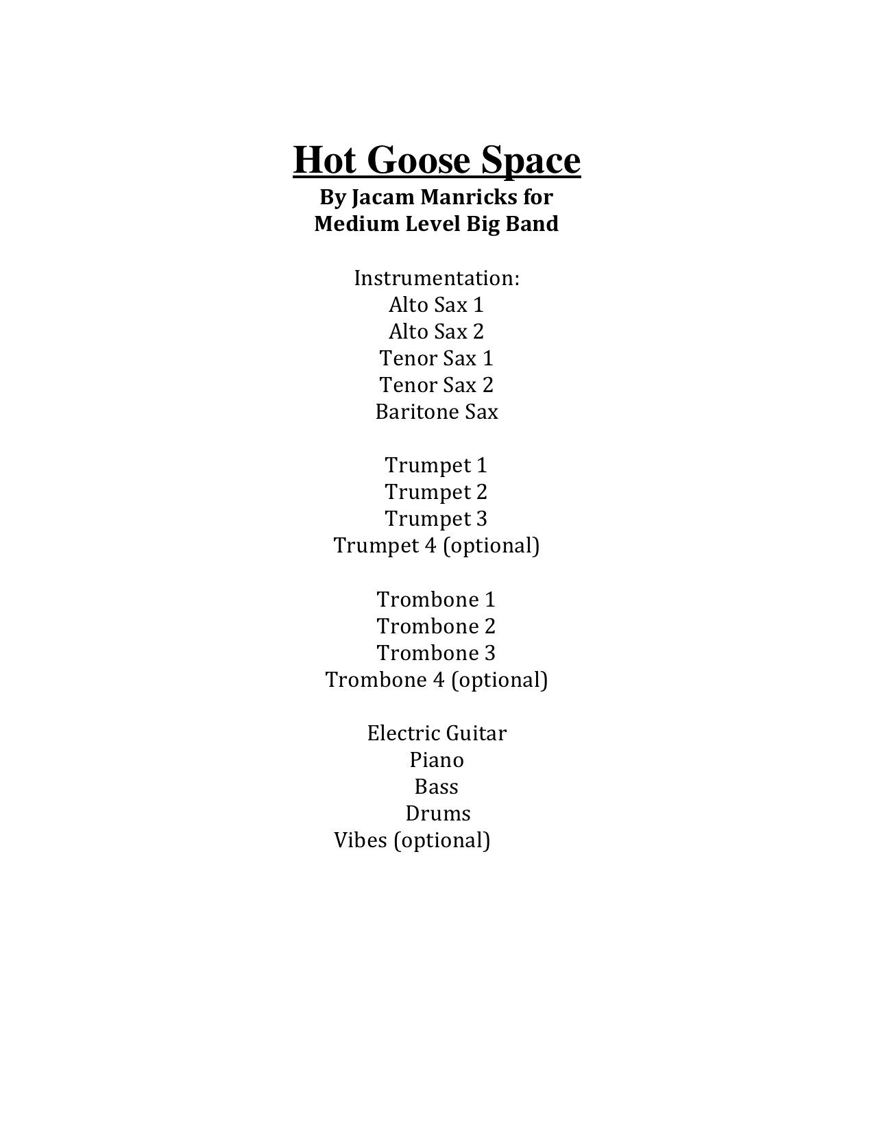 Hot Goose Grease (Space/Rhythm) for Big Band