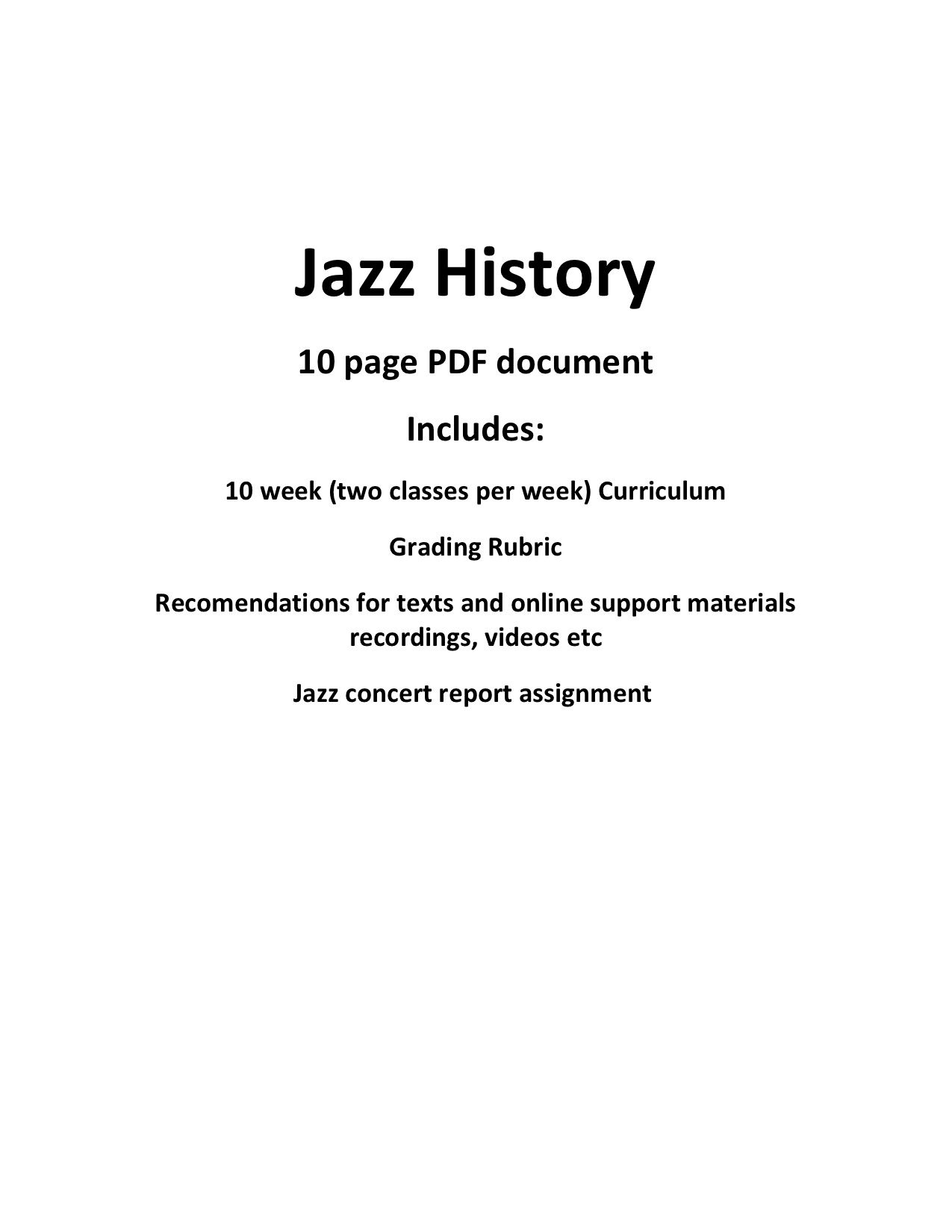 Jazz History Syllabus