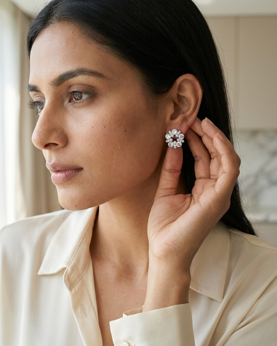 Crystal Blossom Wreath 925 Studs