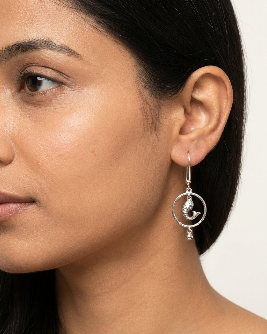 925 sterling silver crescent fish hook earrings Hivana India