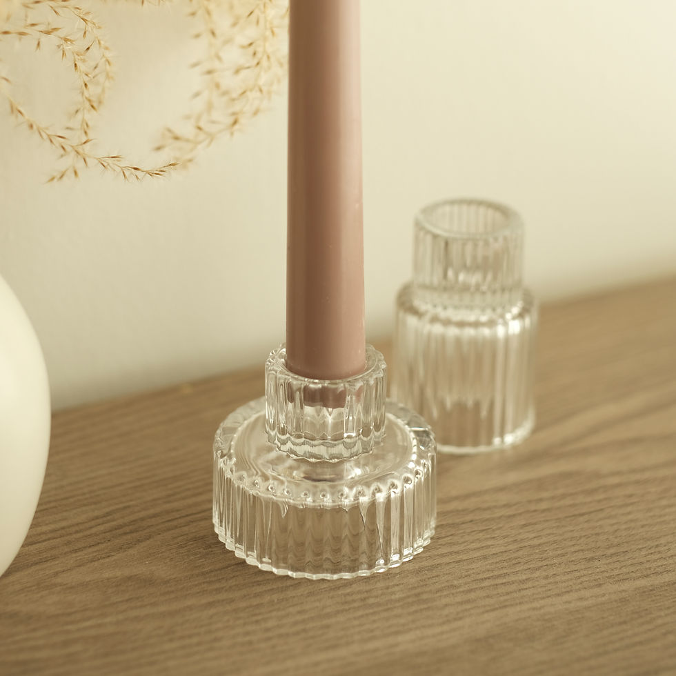 Thumbnail: Ridged Glass Candle Holder (2 sizes)
