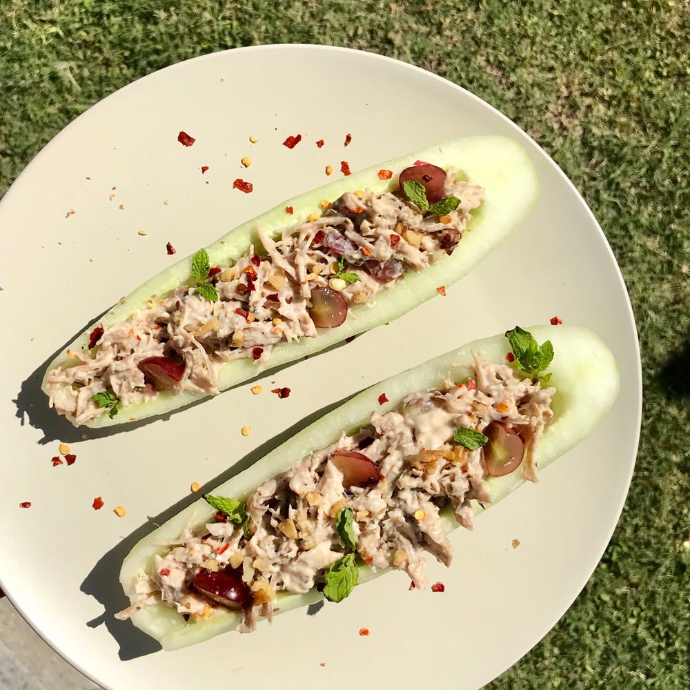 Chicken Salad Cucumber Boats