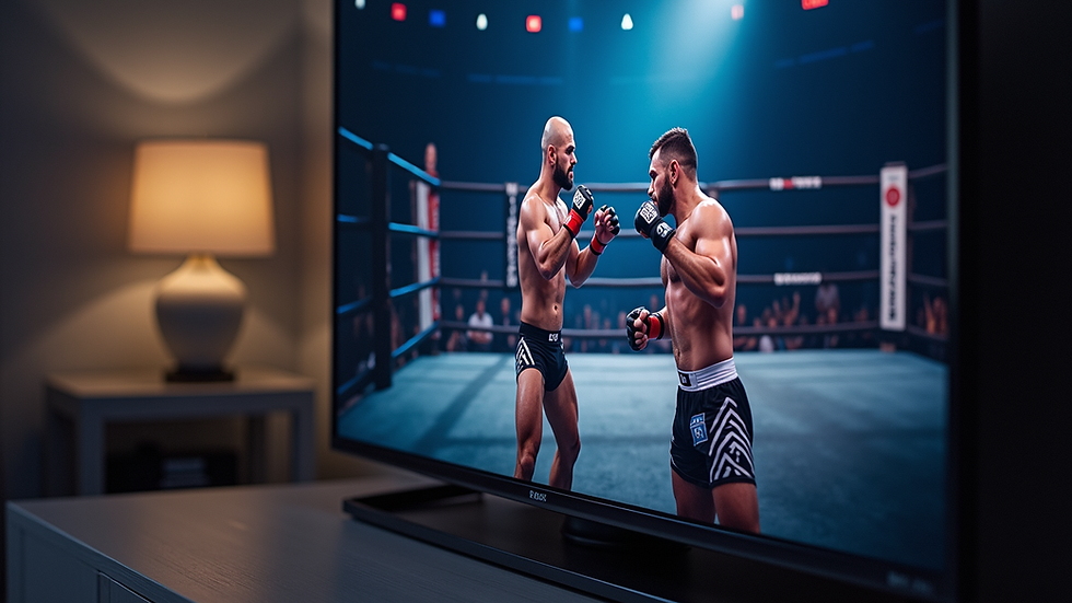 Close-up view of a smart TV screen showing a live MMA fight