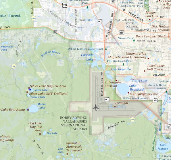 Thumbnail: Tallahassee - Lake Iamonia to Apalachee Bay: Recreation & Conservation 24x36
