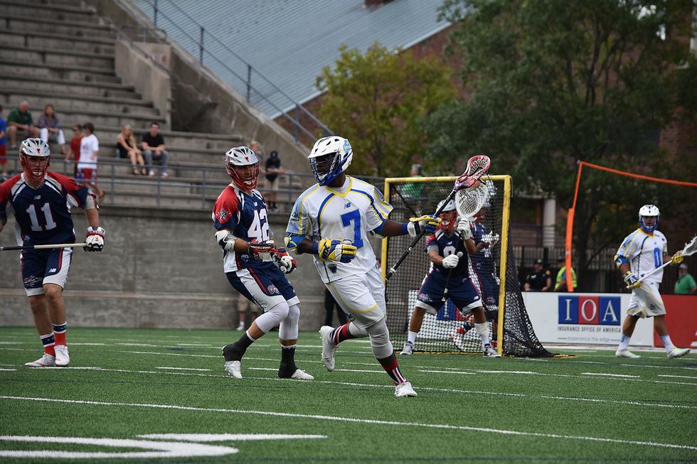 Jovan Miller playing for the Florida Launch in a contest against the Boston Cannons at Harvard Stadium in Cambridge, MA.