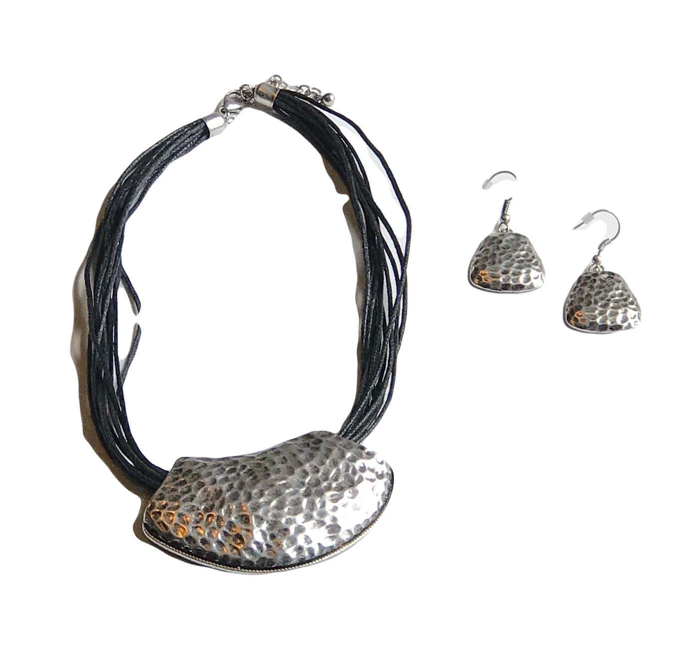 Hammered Bib Necklace Set