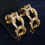 Thumbnail: 1980s VINTAGE CHRISTIAN DIOR GOLD INTERLOCKED CRYSTAL HOOP CLIP EARRINGS